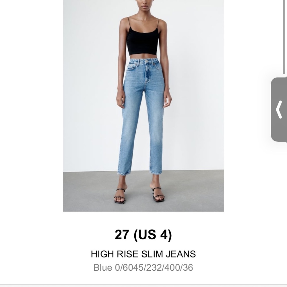 Zara high rise slim jeans
